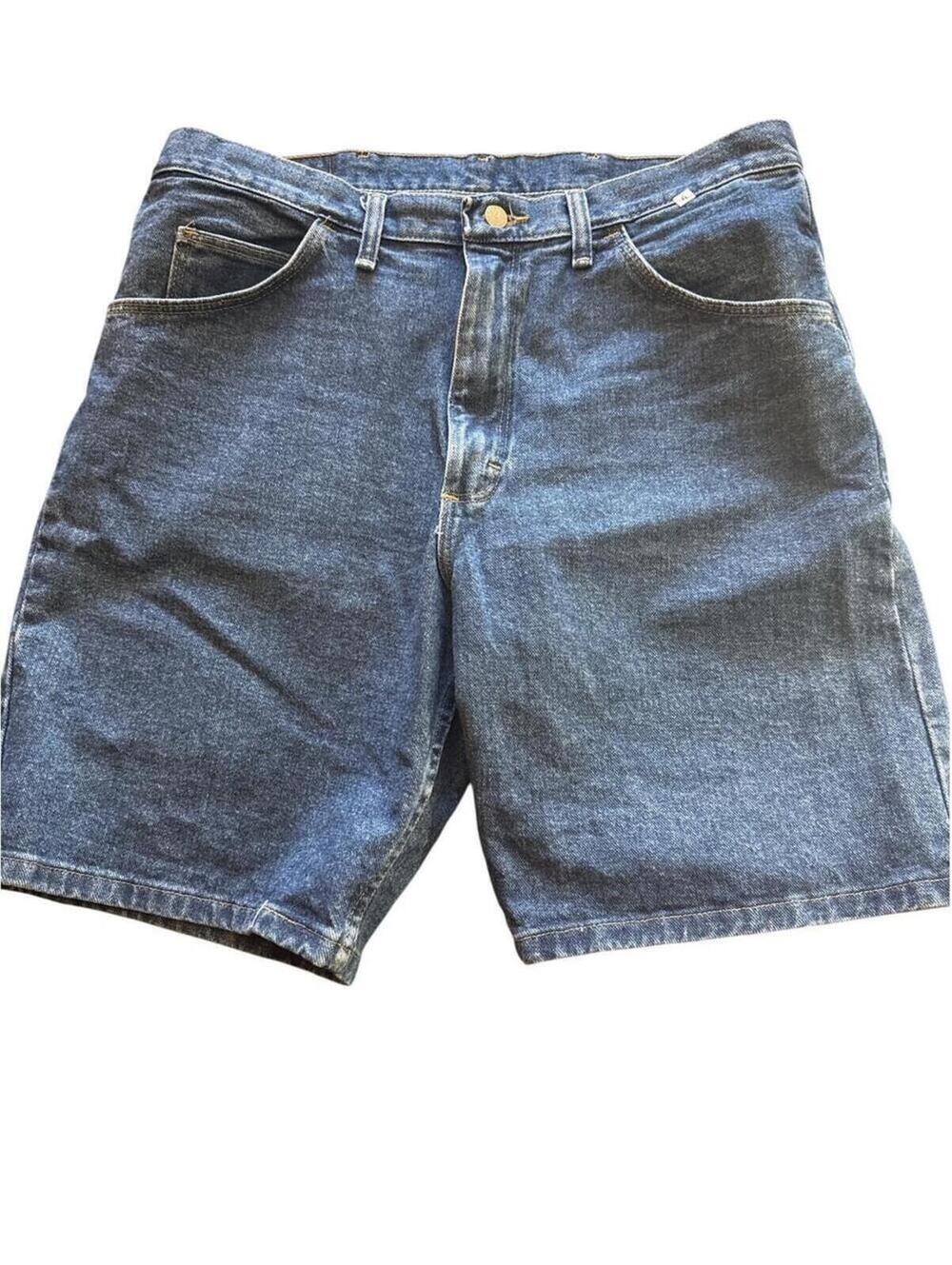 Mens 34 Denim Shorts Blue 5-Pocket Classic Relaxed Fit Jean Shorts Mid Length
